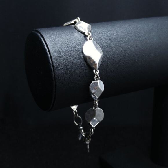 Lucky Brand Silver Tone Link Bracelet Faceted Beads Adjustable 7.5–8.25" - Picture 2 of 8